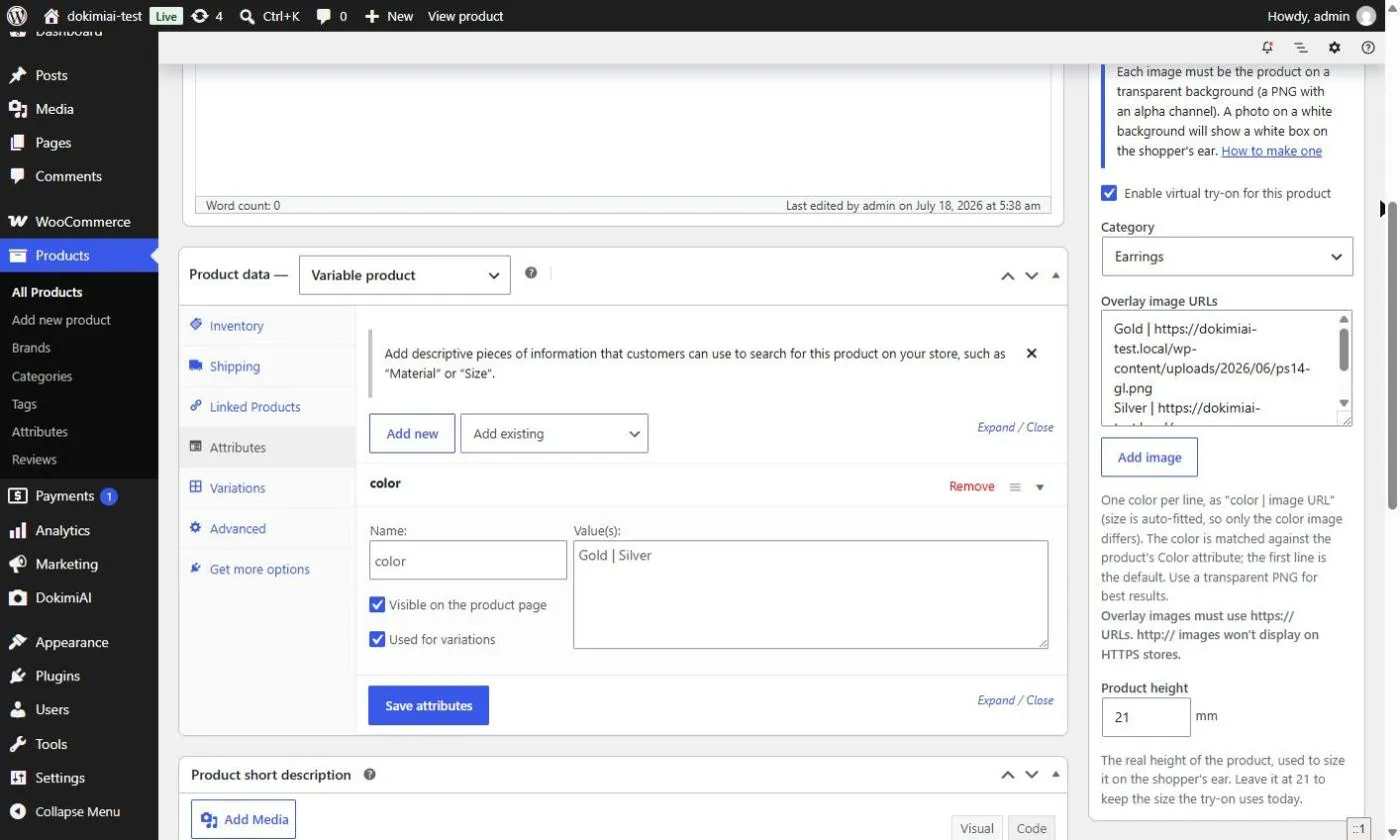 Setting Up Try-On Products in WooCommerce (Images, Size, Variants)